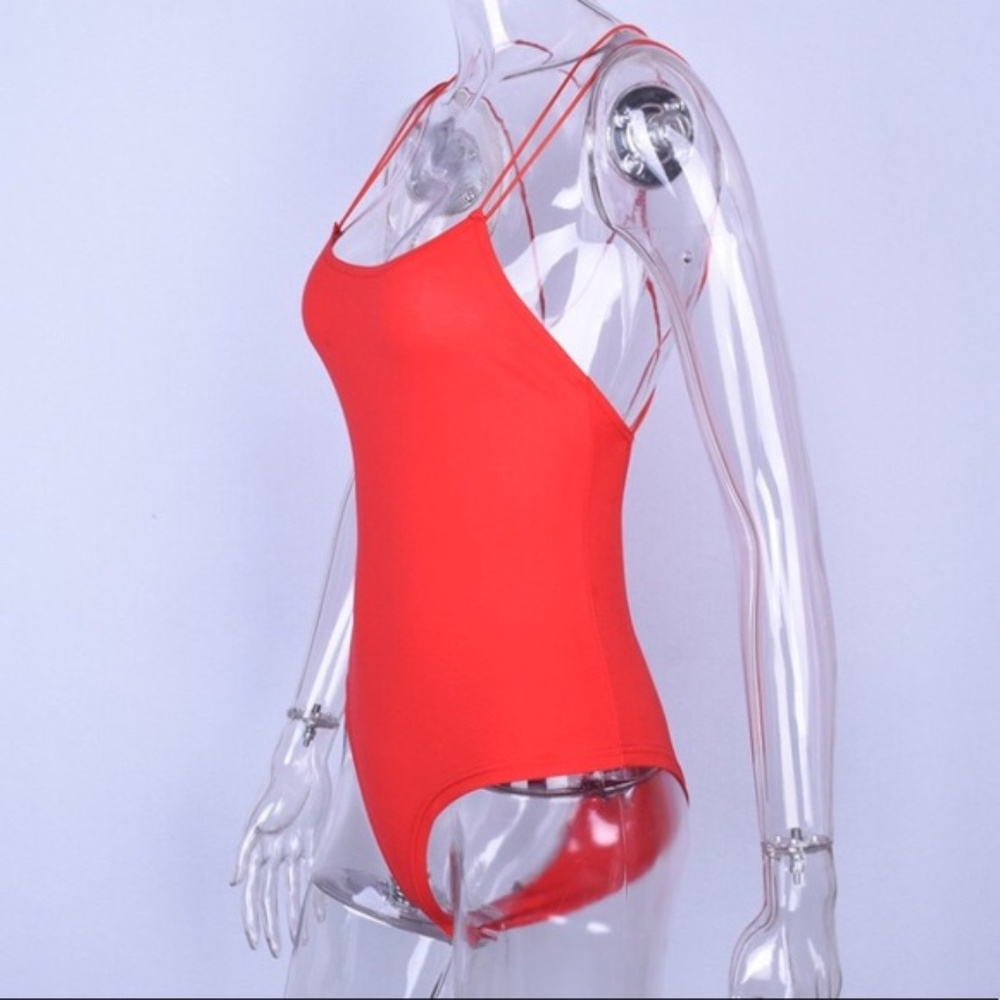 LAST M❤️Sexy straps criss cross open back bodysuit - Picture 3 of 6